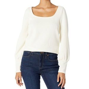 Madewell Ottoman Rib Square-Neck Top Ivory XL